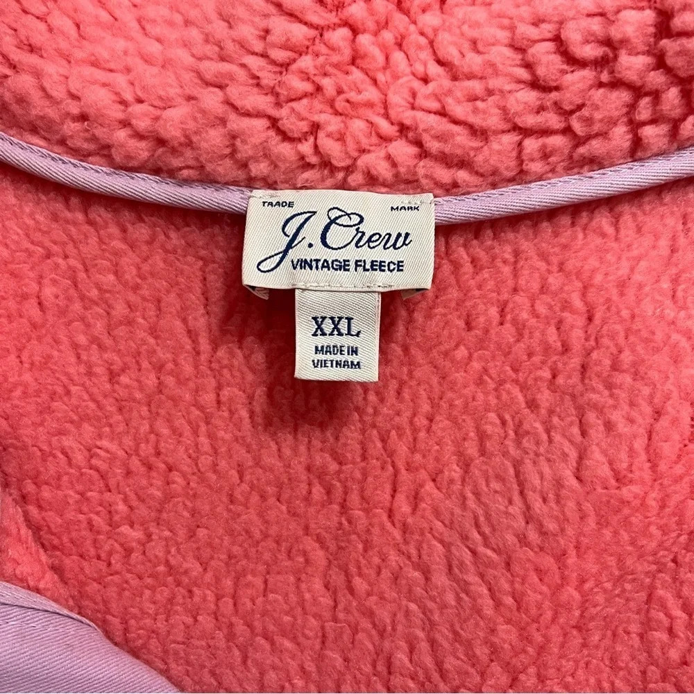 J. Crew Vintage Fleece Peachy Pink Sherpa 1/4 Zip Women’s Size XXL - Picture 4 of 5